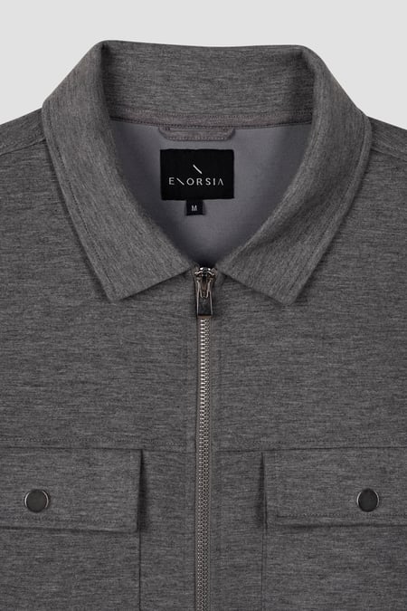 Men's Grey Zip Through Shaket