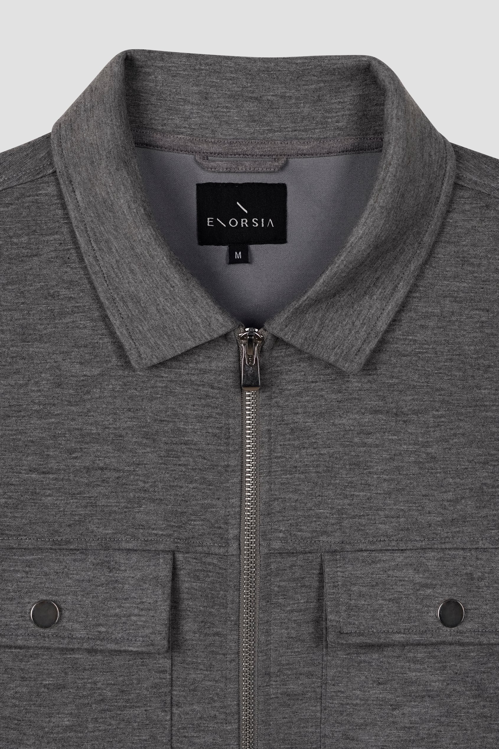 Grey Melange Zip-Through Shaket