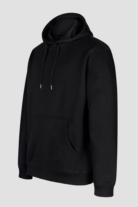 Men's Black Regular Fit Heavyweight Jersey Hoodies