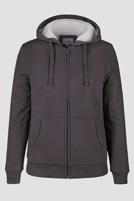 Women's Brown Borg Lined Zip Through Hoodie