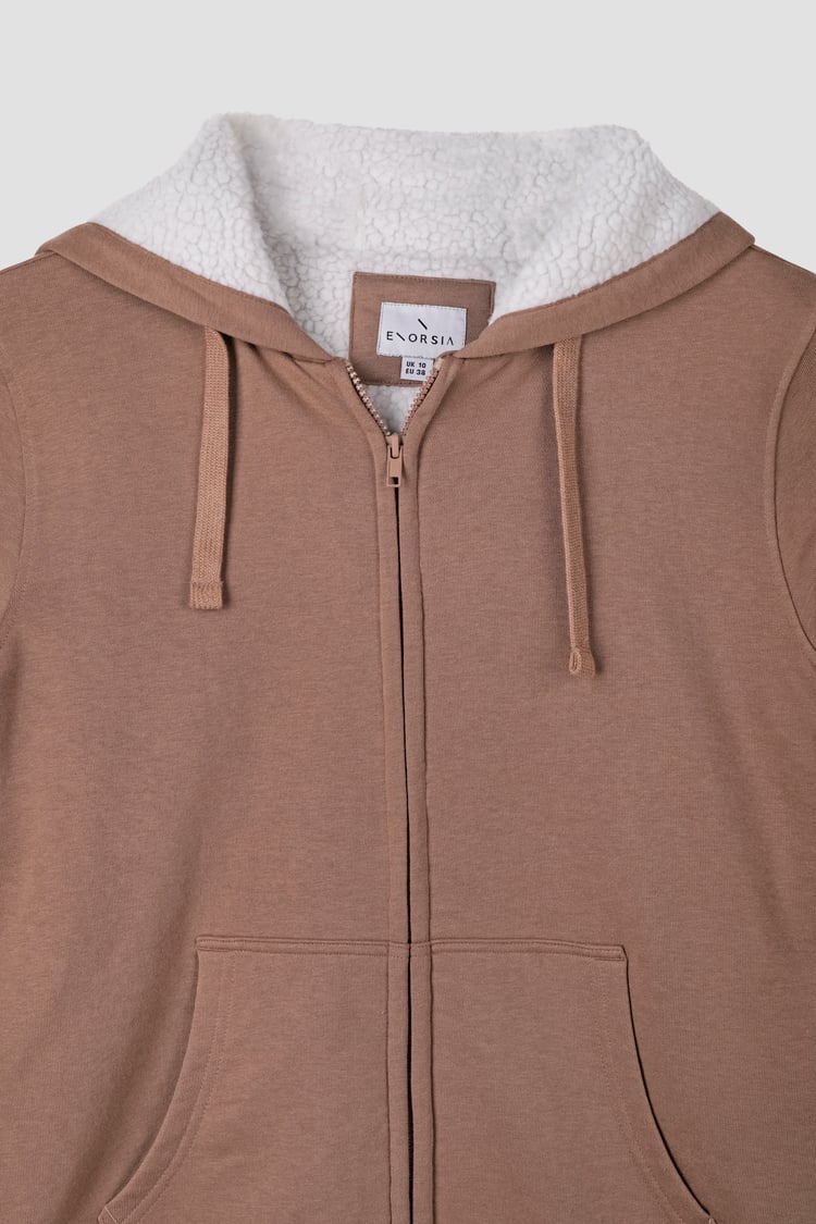 Women's Borg Lined Zip Through Hoodie