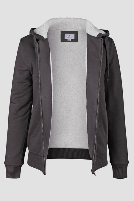 Women's Metalic Borg Lined Zip Through Hoodie