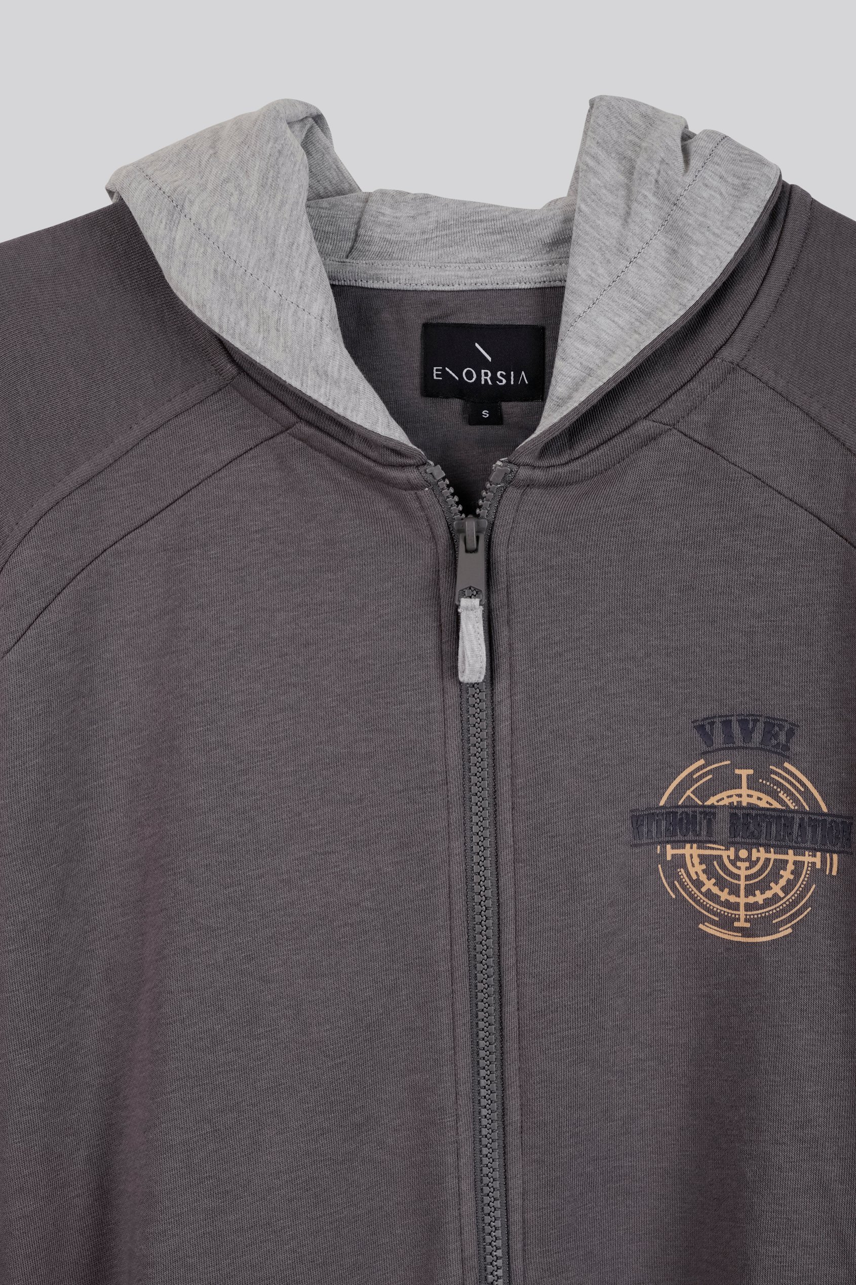 Mens Wave Full Zip  Contrast Hoodie