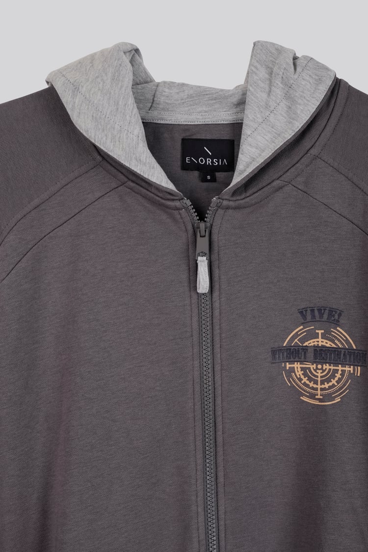 Mens Wave Full Zip  Contrast Hoodie