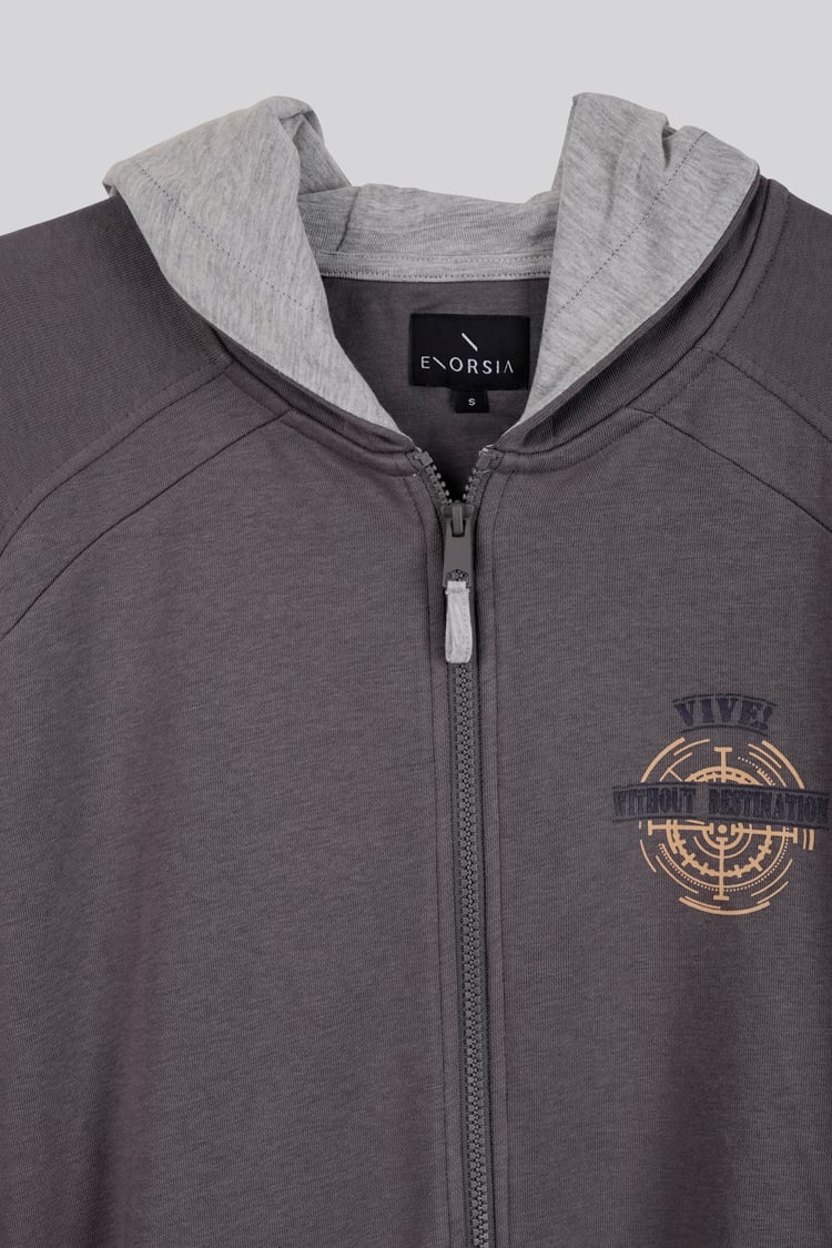 Mens Wave Full Zip  Contrast Hoodie