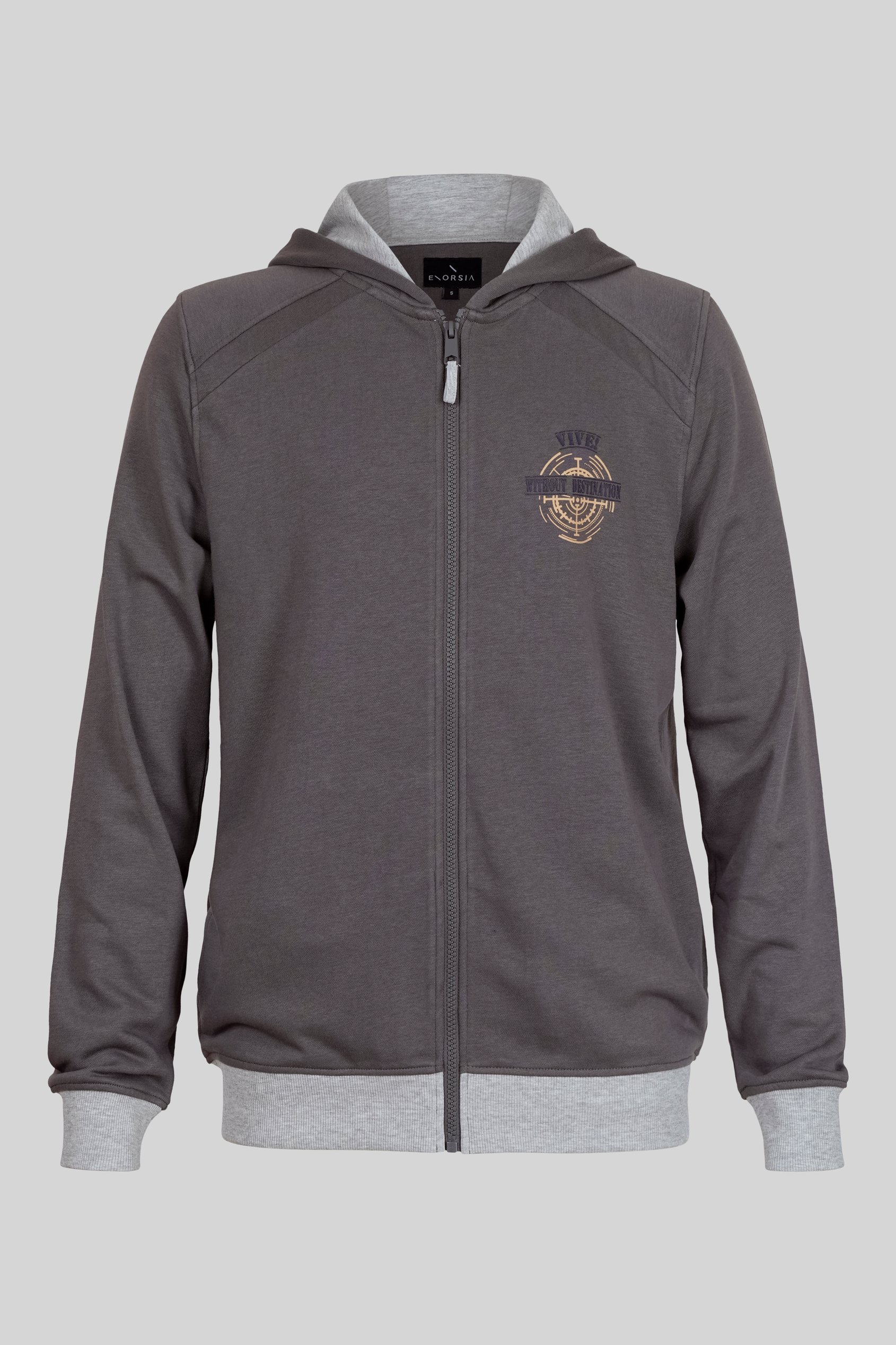 Mens Wave Full Zip  Contrast Hoodie