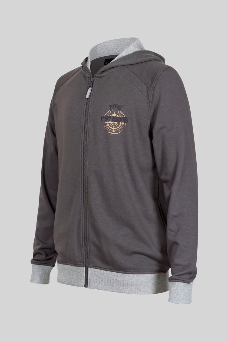 Mens Wave Full Zip  Contrast Hoodie