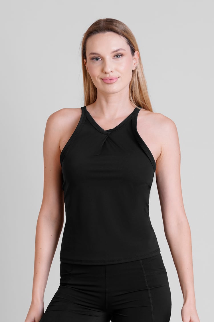 Pleated Front Racer Active Top