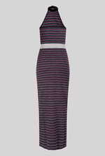 Halter Neck Open Back Rib Long Dress