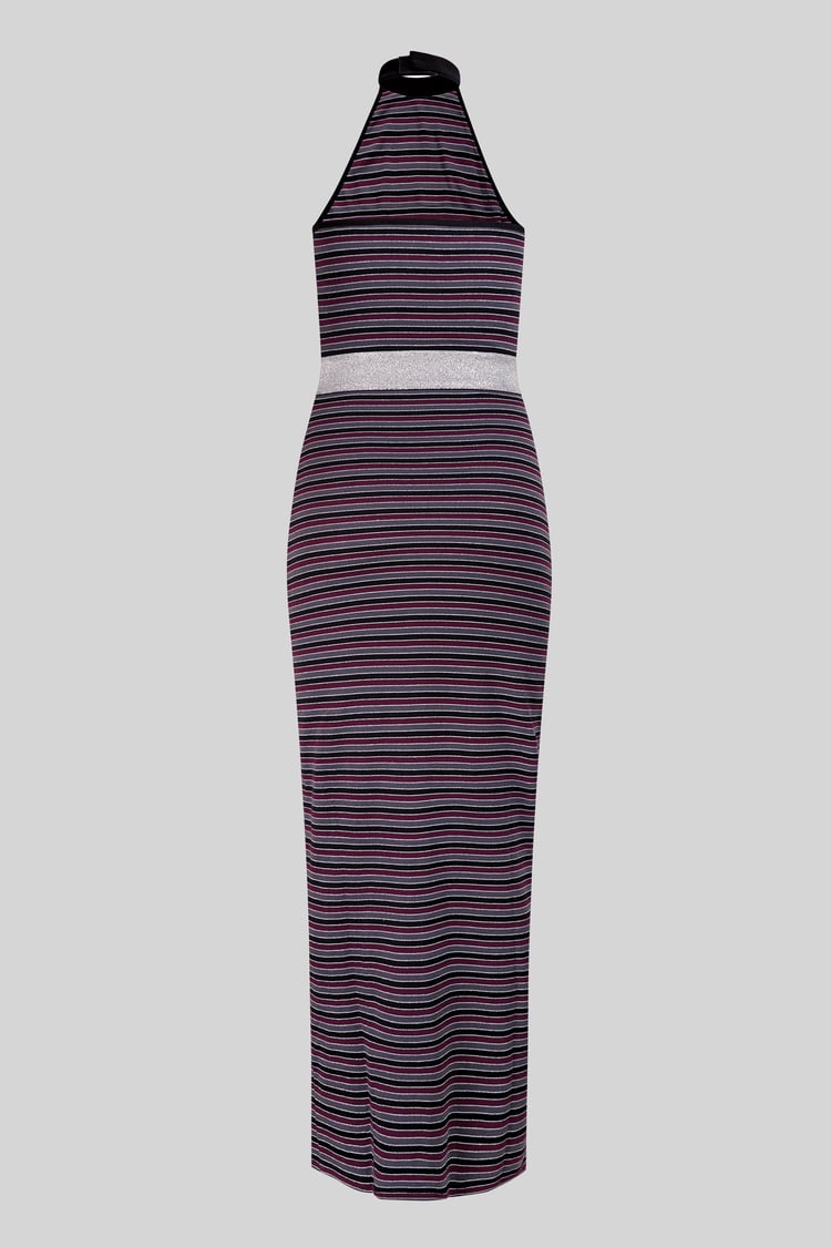 Halter Neck Open Back Rib Long Dress