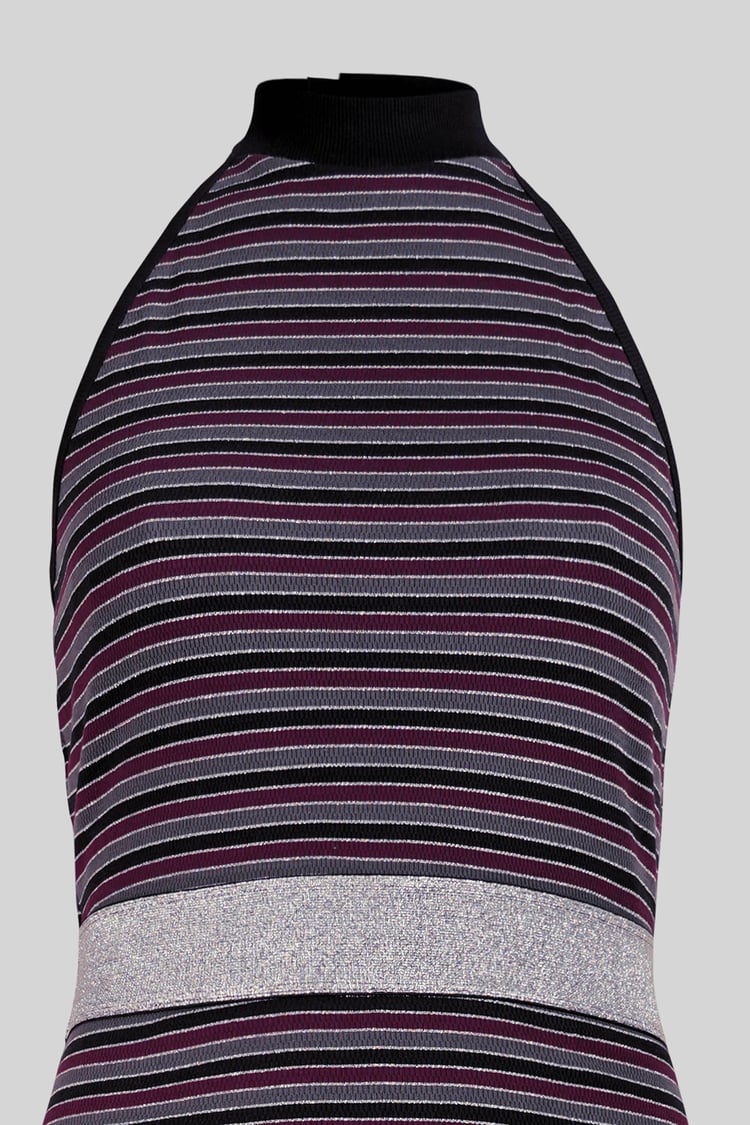 Halter Neck Open Back Rib Long Dress