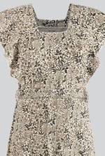 Square Neck Tie Waist Jersey Dress With Frill Sleeve Detail