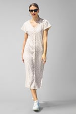 Button Front Printed Ribbed Midi dress