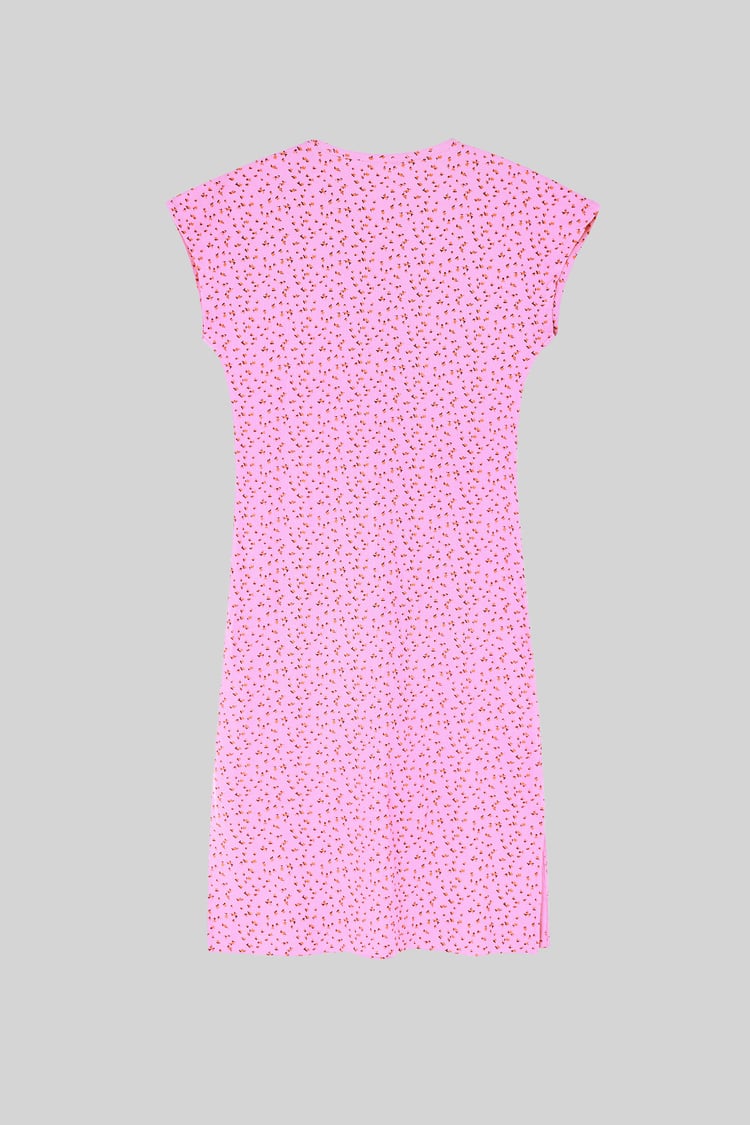 Button Front Printed Ribbed Midi dress