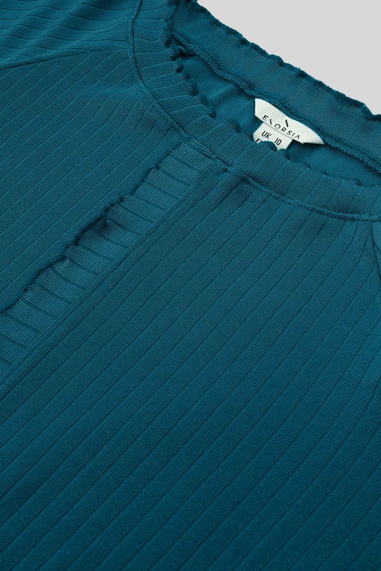 Ruffle Seam Midaxi Rib Dress