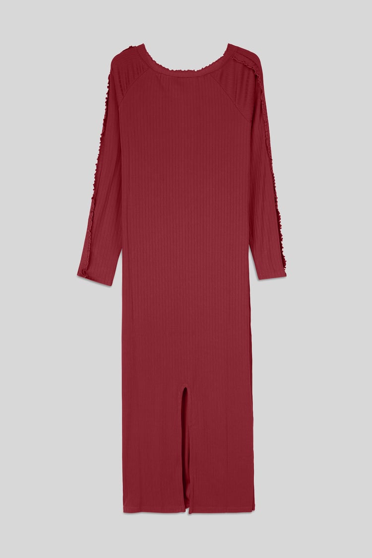 Ruffle Seam Midaxi Rib Dress