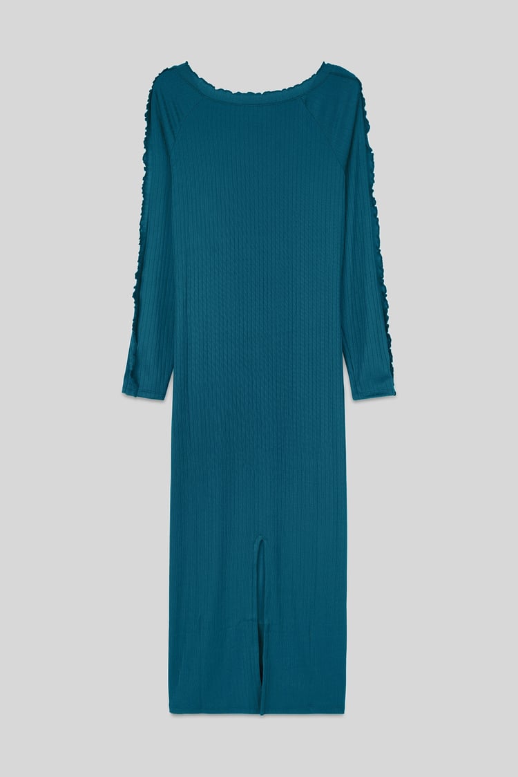 Ruffle Seam Midaxi Rib Dress