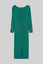 Ruffle Seam Midaxi Rib Dress