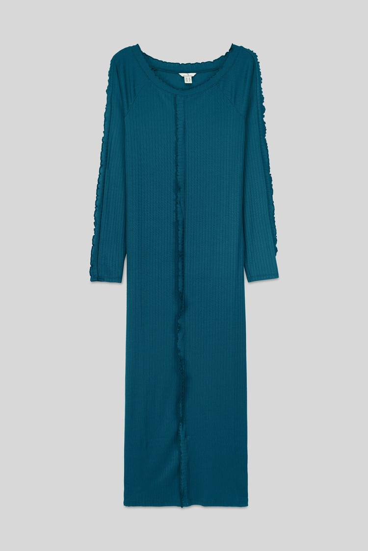 Ruffle Seam Midaxi Rib Dress