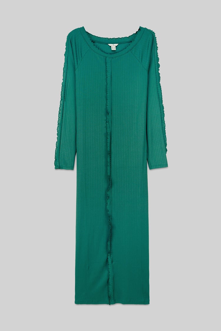 Ruffle Seam Midaxi Rib Dress