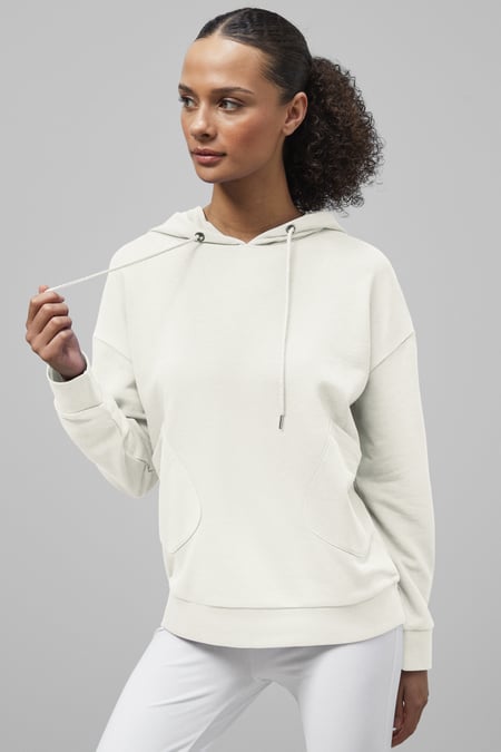 White Slanty Patch Pocket Hoodie