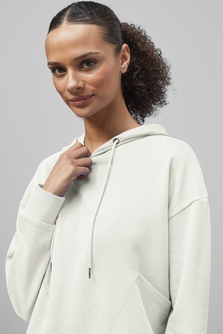 White Slanty Patch Pocket Hoodie