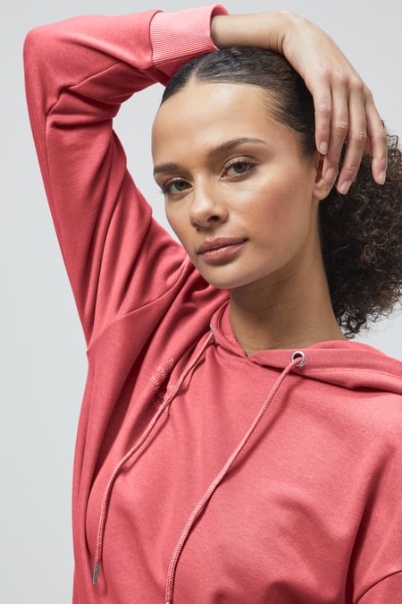 Red Slogan Life Tonnel Rib Hoodies