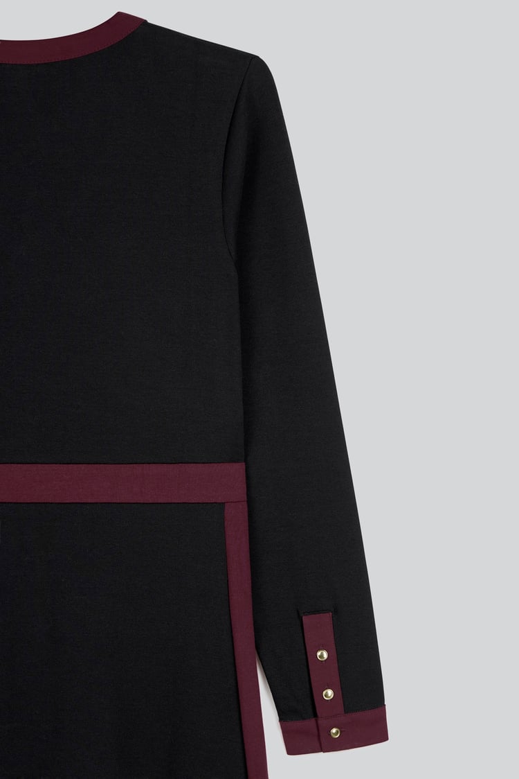 V-Neck Contrast Jersey Midi Dress