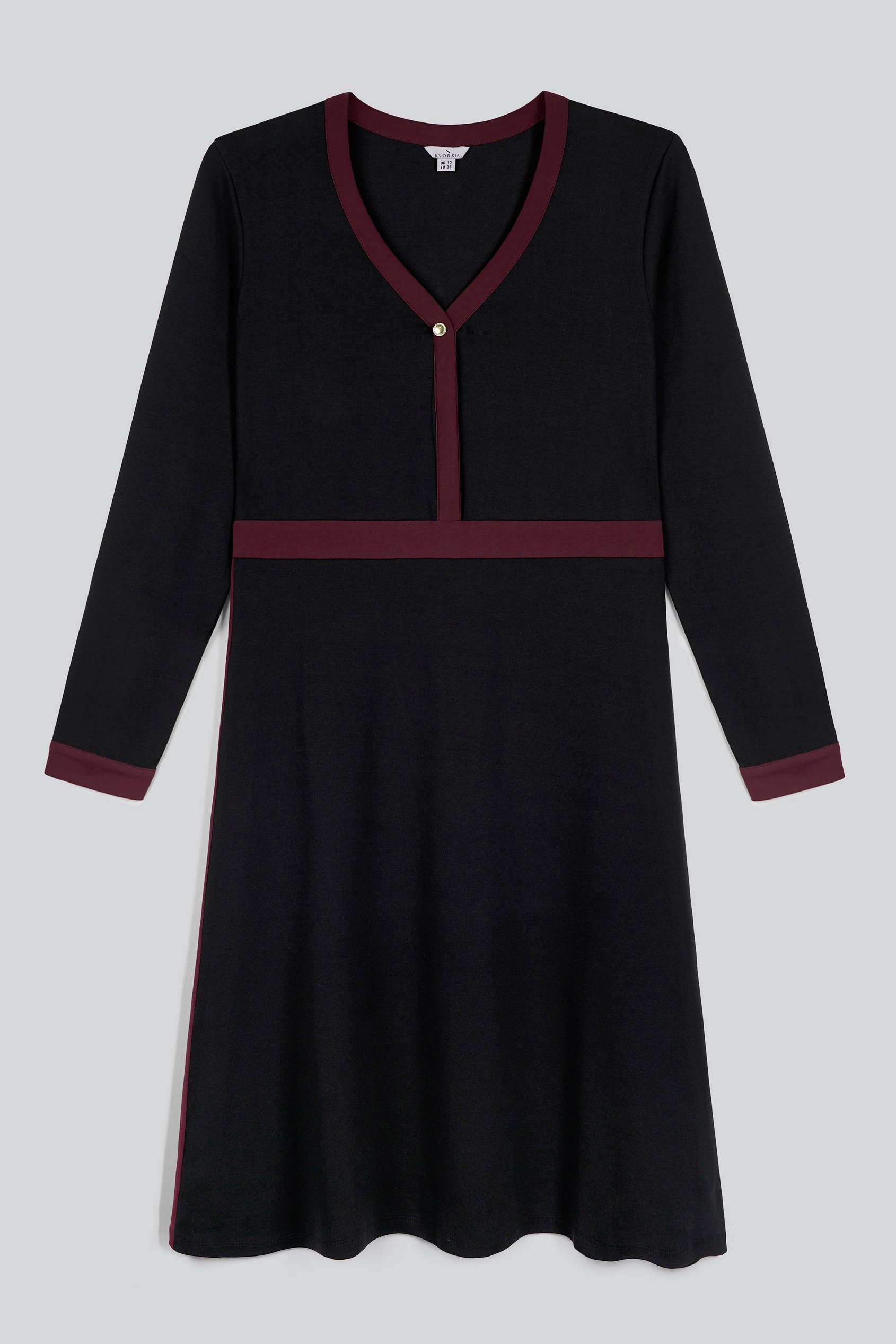 V-Neck Contrast Jersey Midi Dress