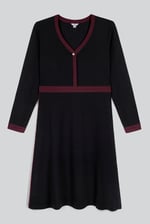 V-Neck Contrast Jersey Midi Dress