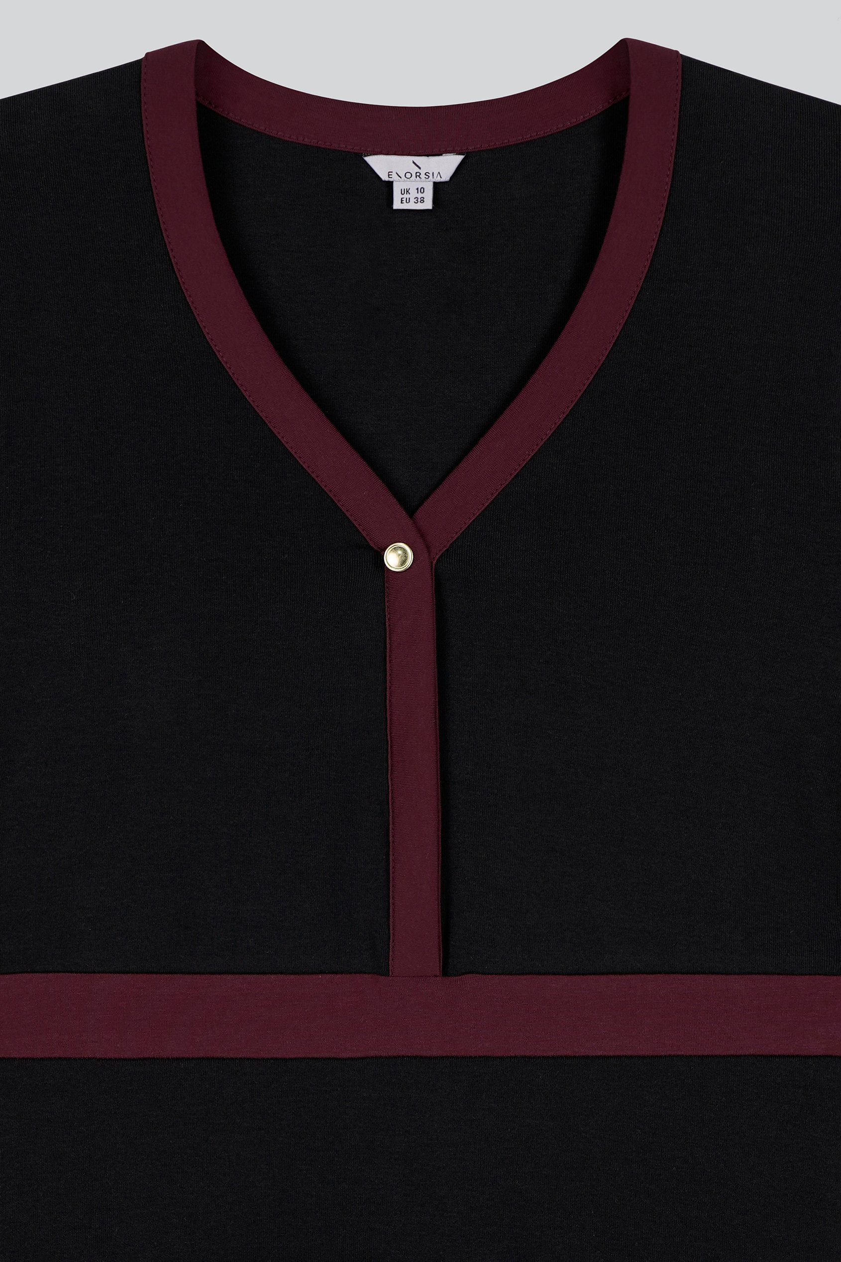 V-Neck Contrast Jersey Midi Dress