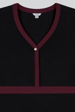 V-Neck Contrast Jersey Midi Dress