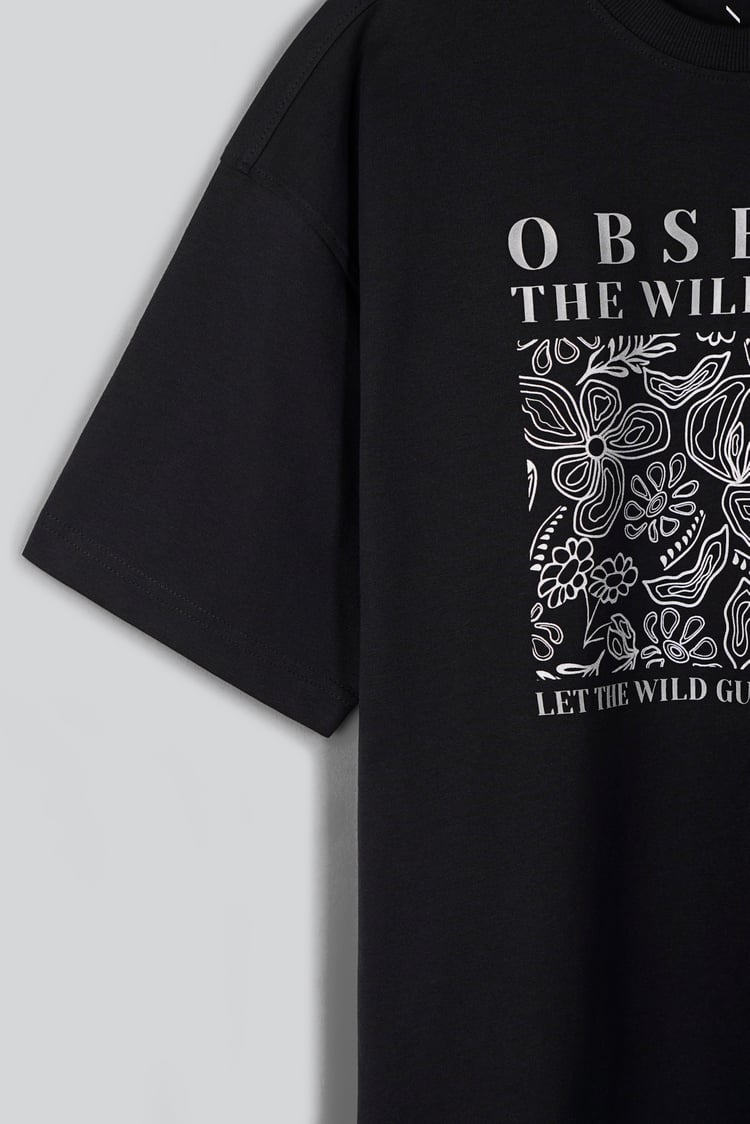 Pure Cotton Floral Oversized Graphic T-Shirt