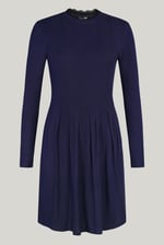 Ribbed Jersey Mini Dress With Lace Neck