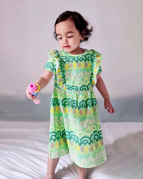 Blue Fluid Print Wrap Dress