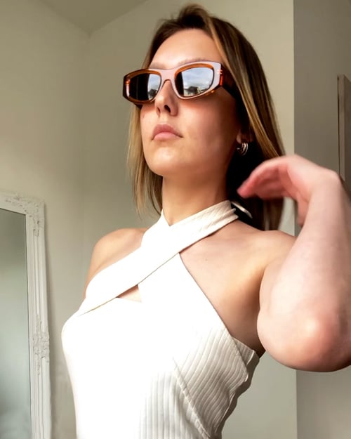 White Crisscross Halter Rib Dress with Open Back