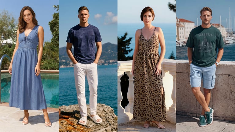 Editorial summer outfit styling featuring lightweight breathable fabrics in natural settings - ENORSIA