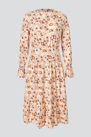 Brown Viscose Long Sleeve Midi Dress