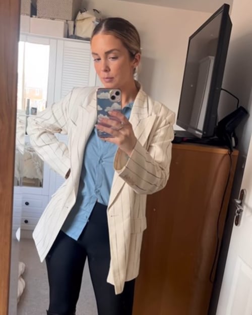 Womens Blue Long Sleeve Work Shirt