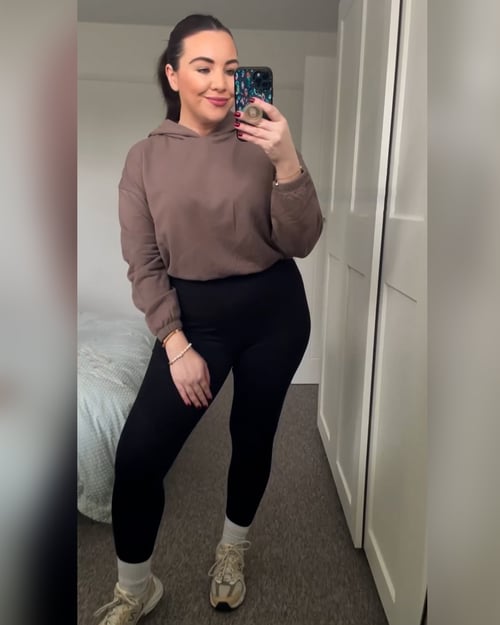 Brown Jersey Hoodie With Elastic Waistband