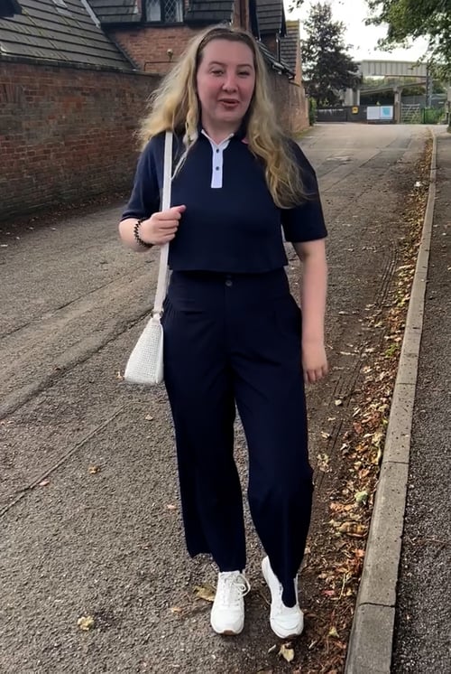 Navy Twin Tipped Collar Cropped Polo Shirt