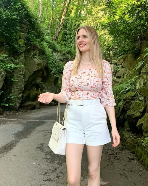 Red Floral Bardot Smocked Crop Top