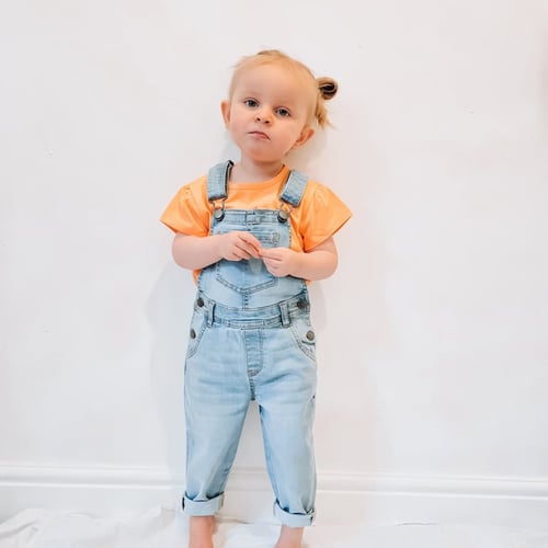 Girls Light Blue 5 Pockets Denim Dungarees(2/3yrs-8/9yrs)