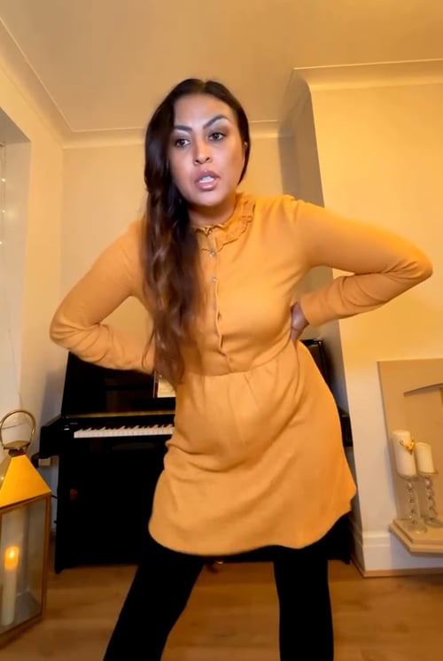 Brown High Neck Lace Trim Mini Dress