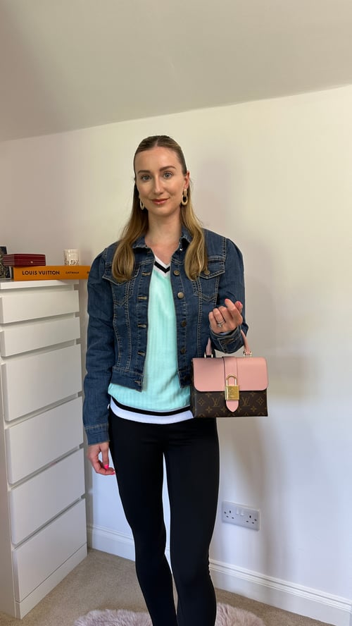 Womens Blue V-Neck Stripe Detail Pullover