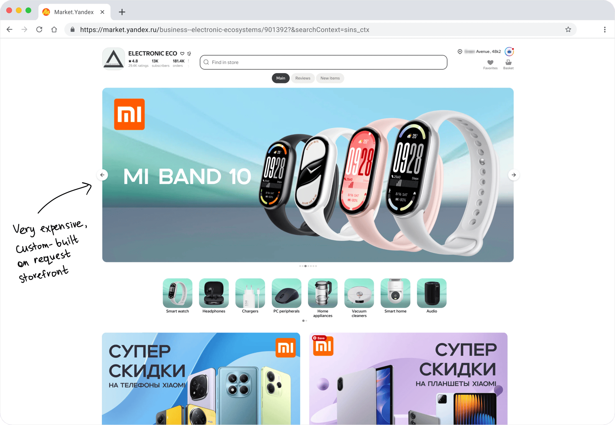 Yandex.Market storefront as buyers saw it