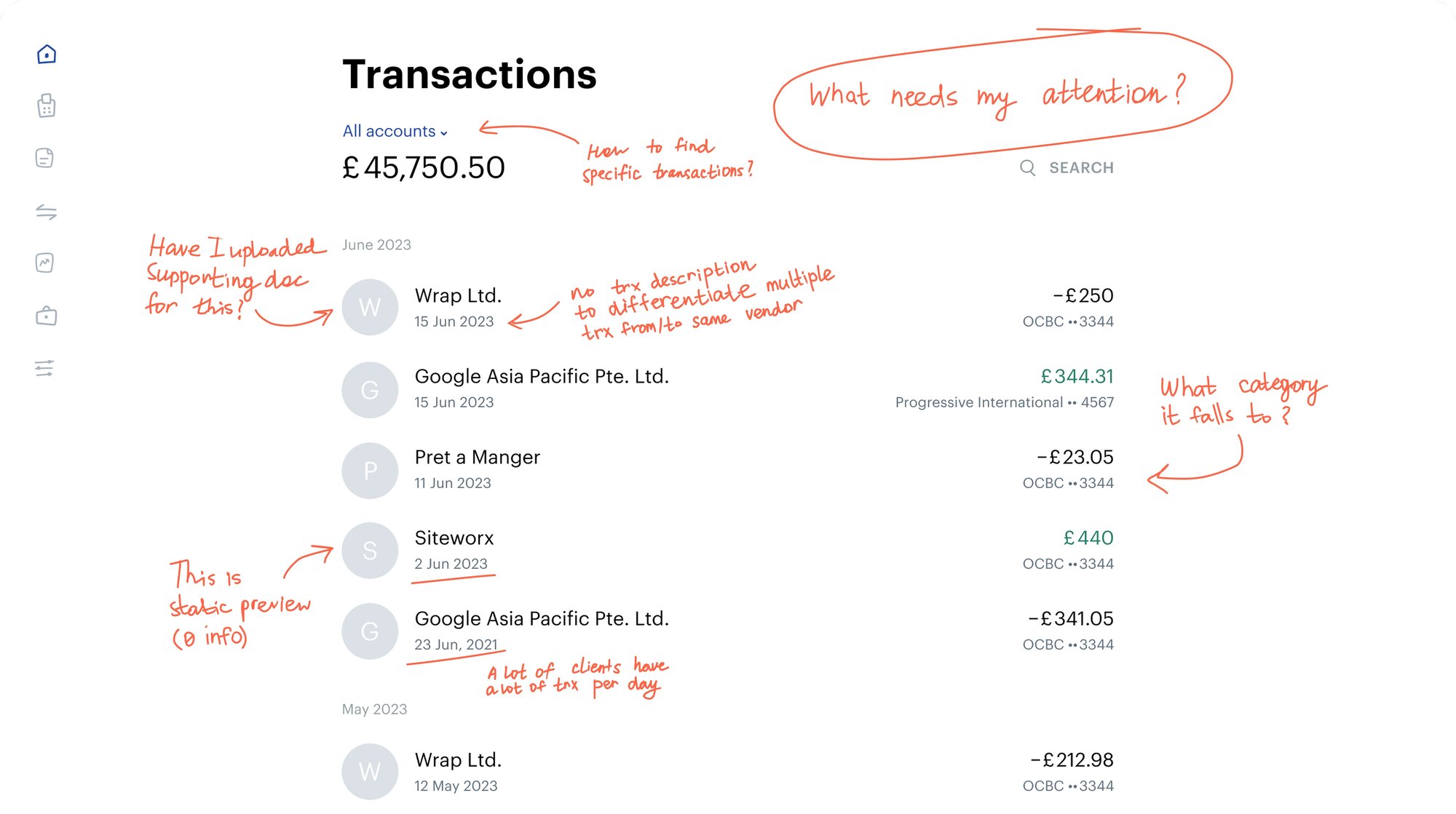 Redesigned transaction row surfacing states and required actions