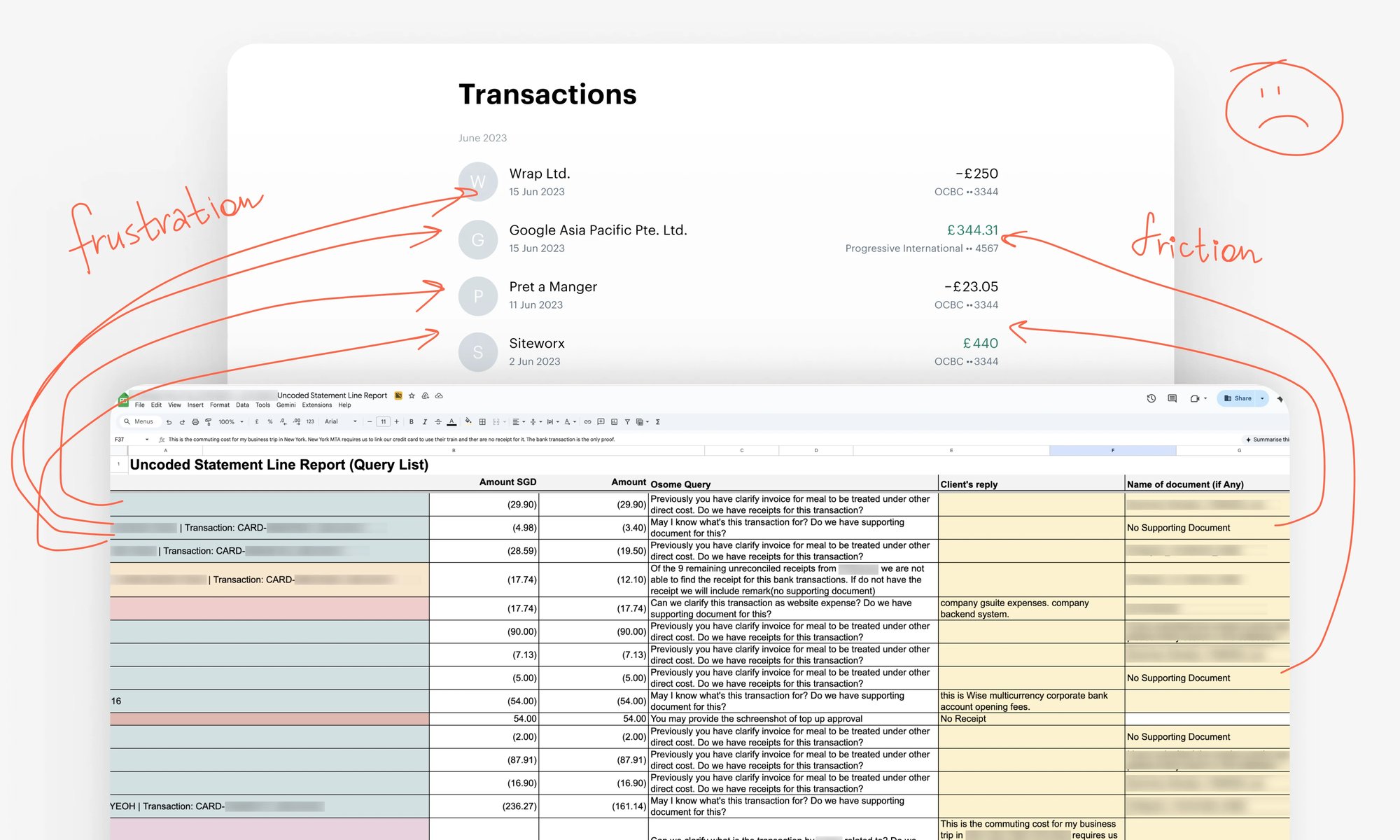 Agent questions to clients trapped in chat and spreadsheets
