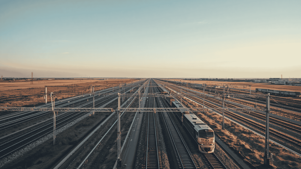 •	East-West Dedicated Freight Corridor project showing freight rail connectivity across India