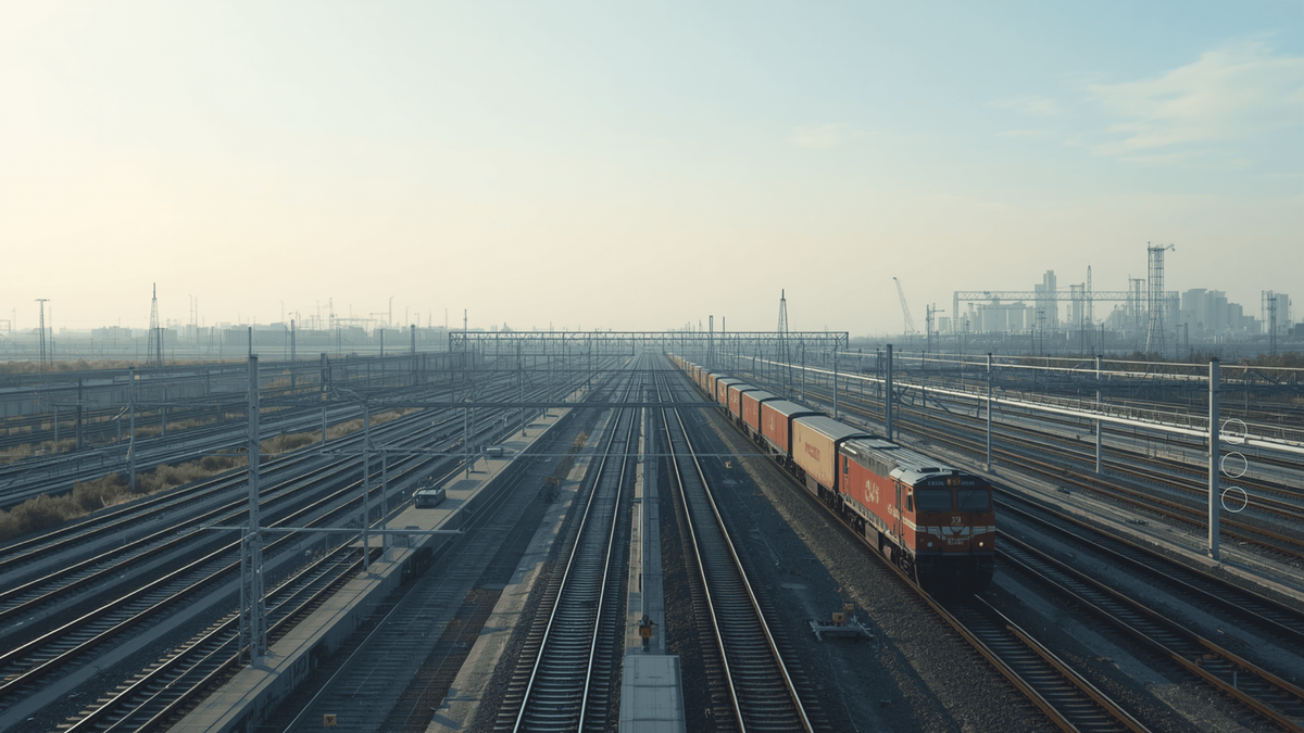 •	Illustration of the proposed North-South Dedicated Freight Corridor connecting Delhi NCR and Chennai